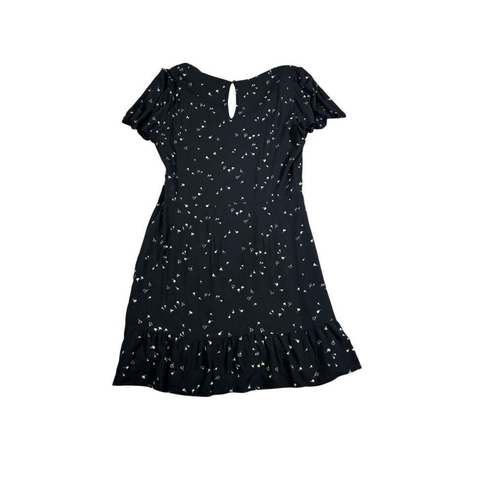 PAIGE Willa Button Mini Dress Women’s L Floral Black Ruffle Hem Ditsy Spring